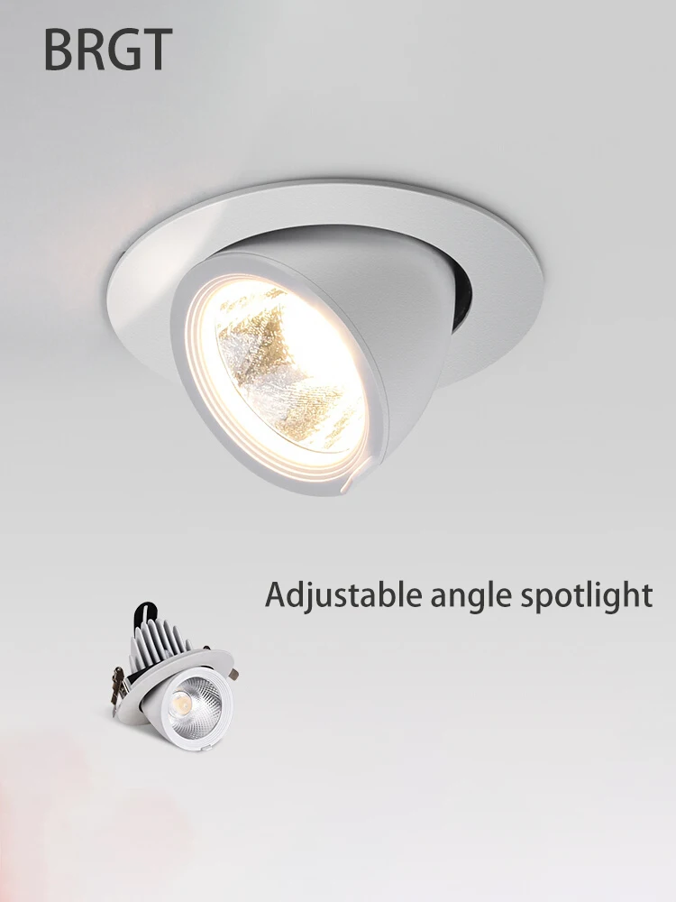 

BRGT LED Spotlights Recessed 360 ° Rotation Adjustment Ceiling Lamp 7W 75mm Downlight Foco For Kitchen Bathroom Indoor Lighting