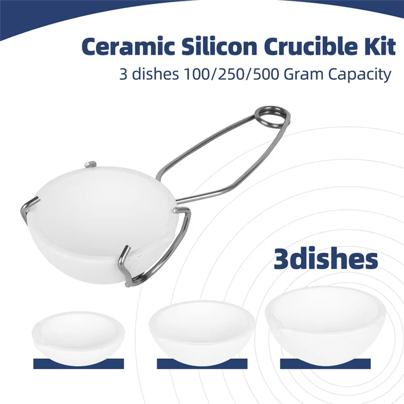 5 Pieces Small Melting  Crucible Bowl Dish Cup Set Parts Kit Include Honeycomb Soldering Board With Whip Tongs Handle