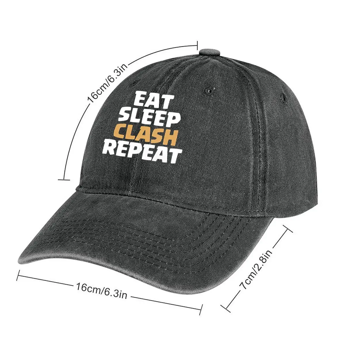 أسلوب حياة "Eat Sleep Clash Repeat" - رسم تحت عنوان لقبعة بيسبول مغسولة ذات طابع خفيف - قلب - و - ثقافي