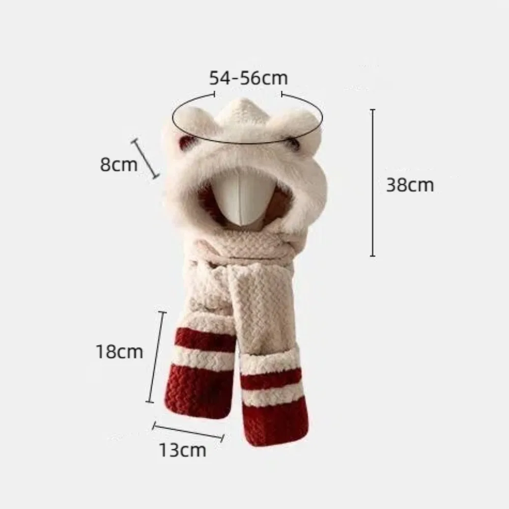 لطيف يندبروف وشاح قبعة القفازات مجموعة حماية الأذن قطعة واحدة قبعات الشتاء سماكة وشاح للرقبة قبعة #6