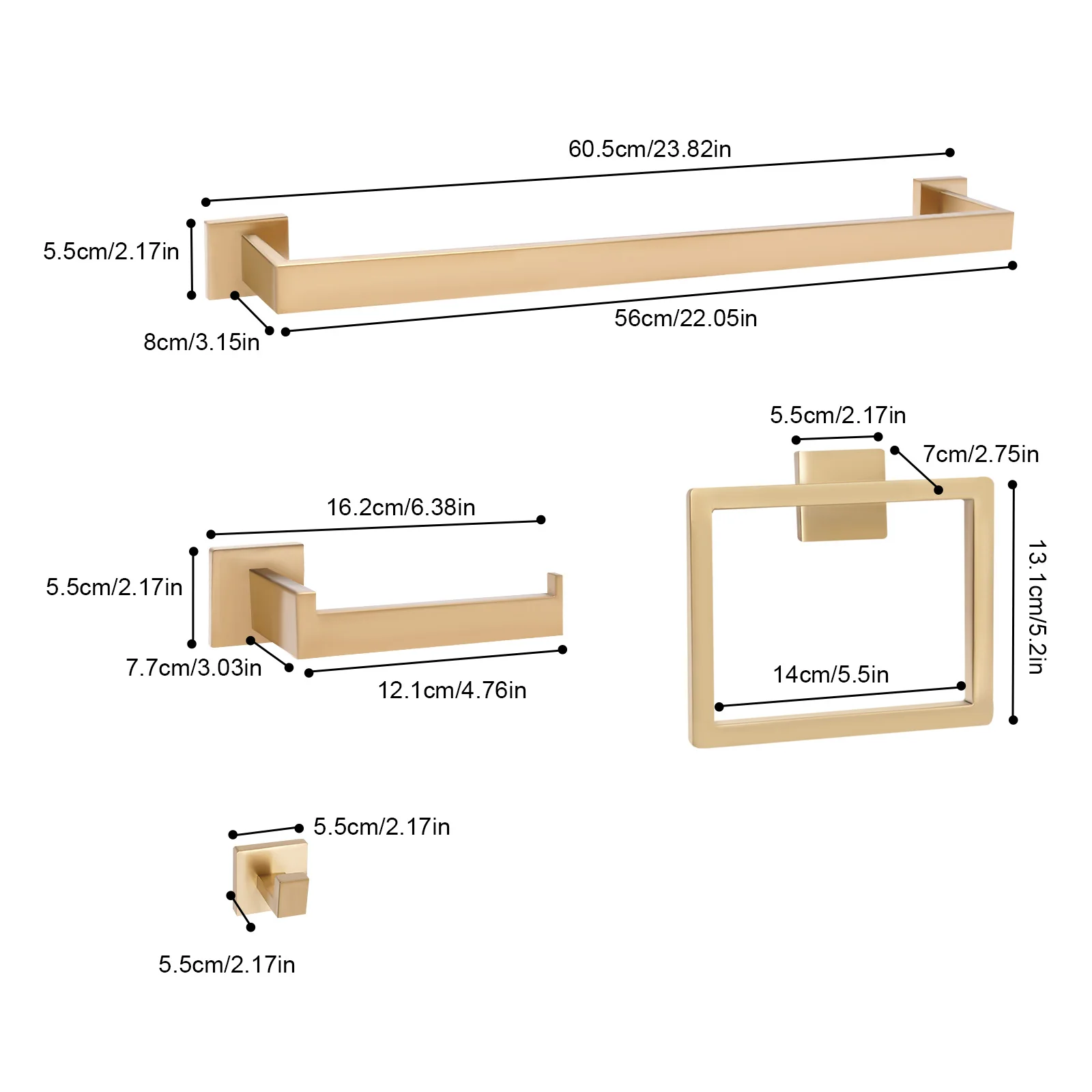 Durable Towel Racks for Bathroom with Brushed Stainless Steel Finish, 4-Piece Set, Space-Saving, High Load-bearing Capacity,