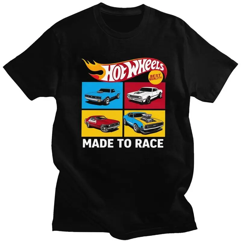 Custom Fashion Hot Wheels Made To Race Car T Shirt Men Short Sleeve T-shirts Casual Tee Pure Cotton Slim Fit Tshirt Merch