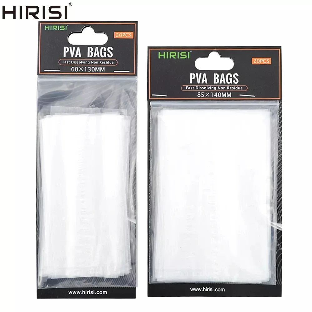 Hirisi 20 Piece Carp Fishing PVA Bags for Fishing Tackle Accessories Size 60*130 85*140 70*200