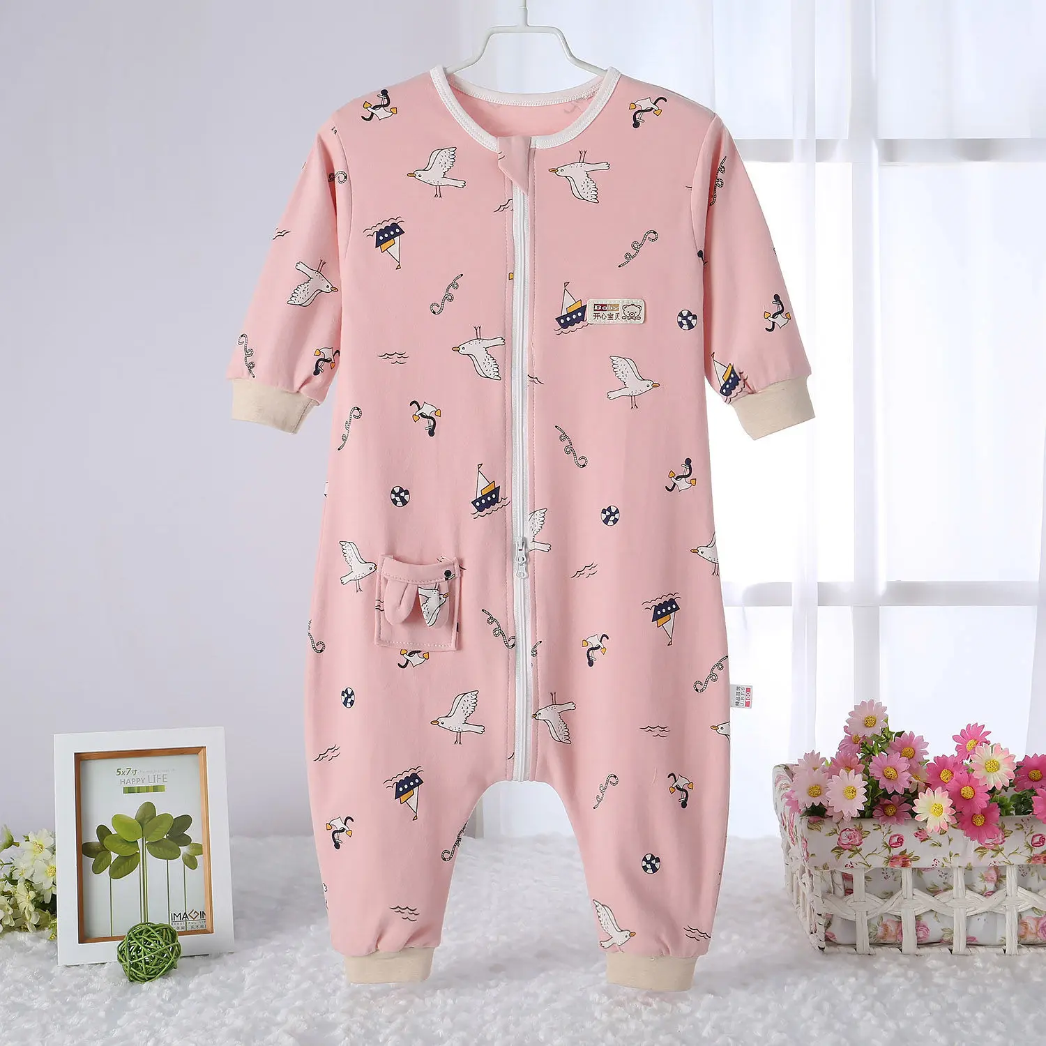 Spring Single-layer Baby Split-leg Sleeping Bag Children Thin Air-conditioned Room Anti-kick Sleeping Bag Baby One-piece Pajamas