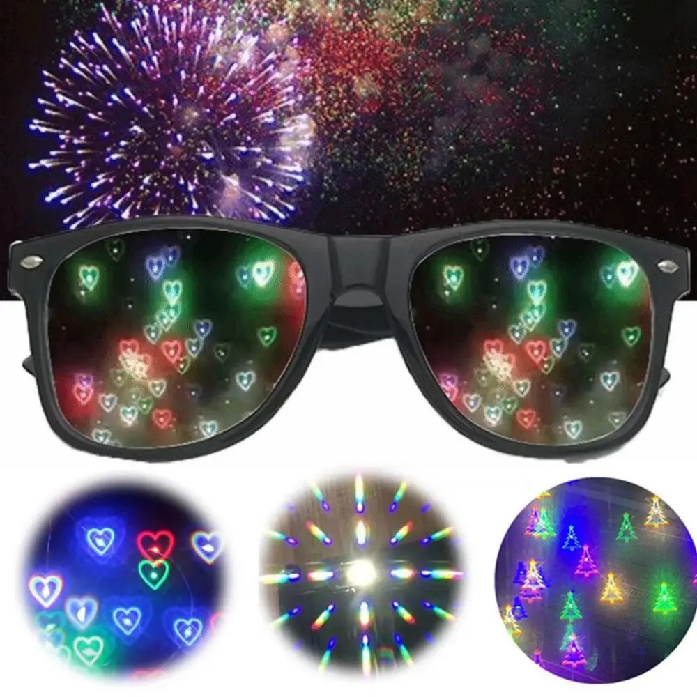 Unique Diffraction Glasses Light Refraction Funny Special Effect Glasses Mirror Light Clear/Gray Lens Prism Glasses Concert Gear