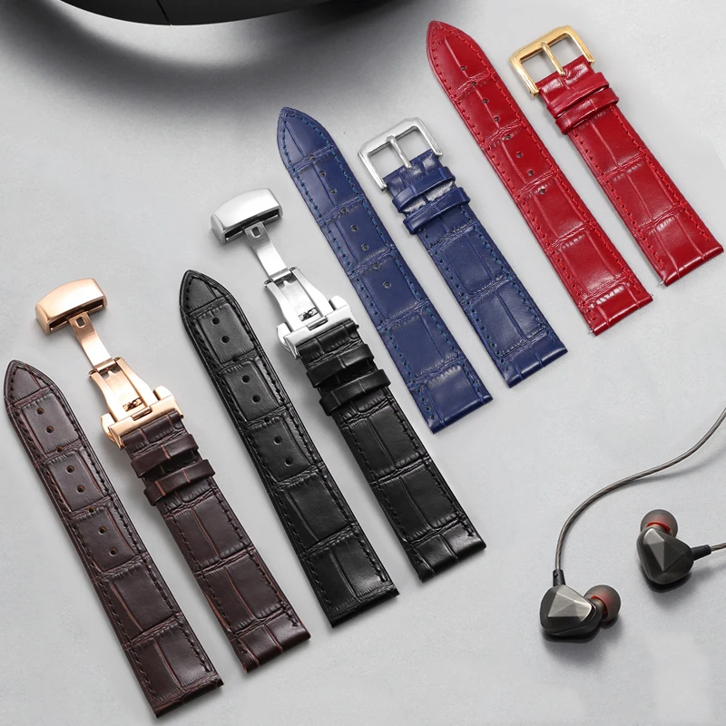 Universal Crocodile Pattern Genuine Leather Watch Strap For Men And Women 12/13/14/15/16/17/18/19/20/21/22/23/24mm