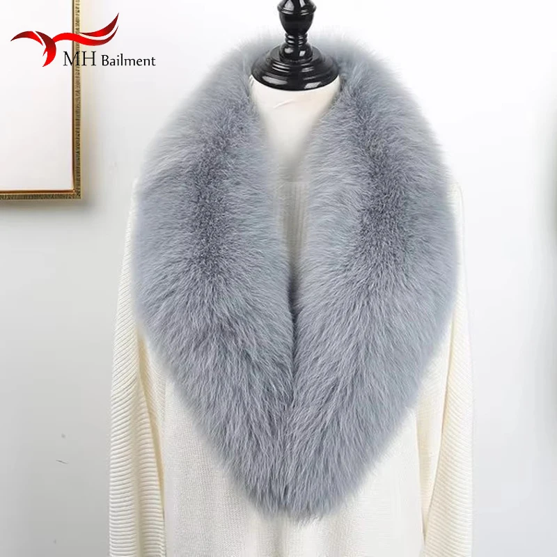 Winter New Real Fox Fur Collar Furry Red Fox Fur Brand Long Scarf Women Scarves Coat Shawl Fashion Luxury Warm Scarf Female