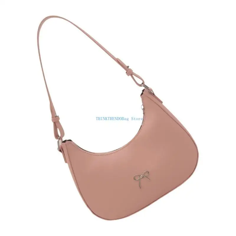 

63HC Delicate PU Leather Shoulder Bag with Bowknot Decors Detail Travel Work Underarm Bags for Shopping and Social Gatherings