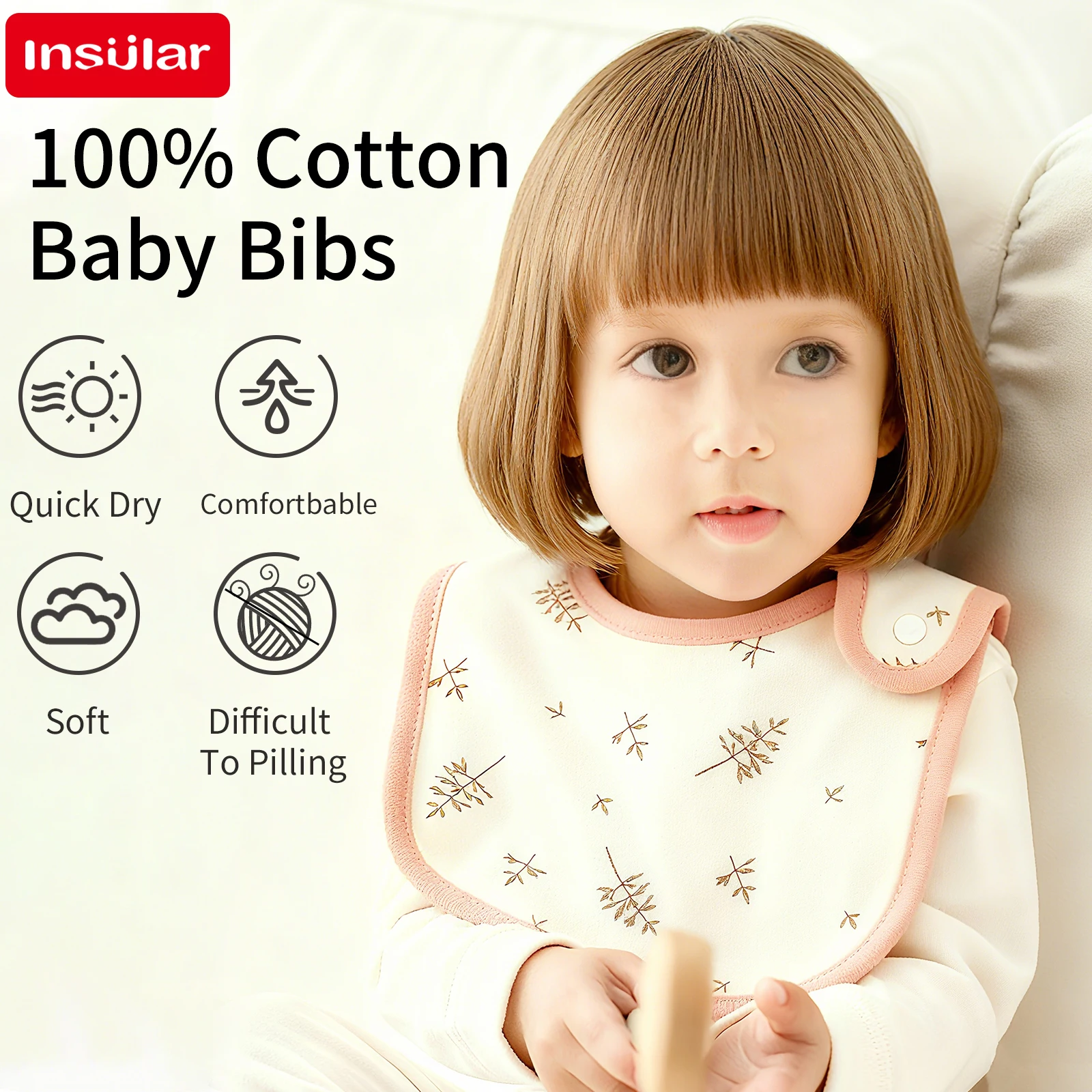 

5 Pcs/set Infant Saliva Towel Easy to Wipe 100% Cotton Baby Bibs U-shaped Kids Eating Cloth Anti-spitting Waterproof 1-3Y