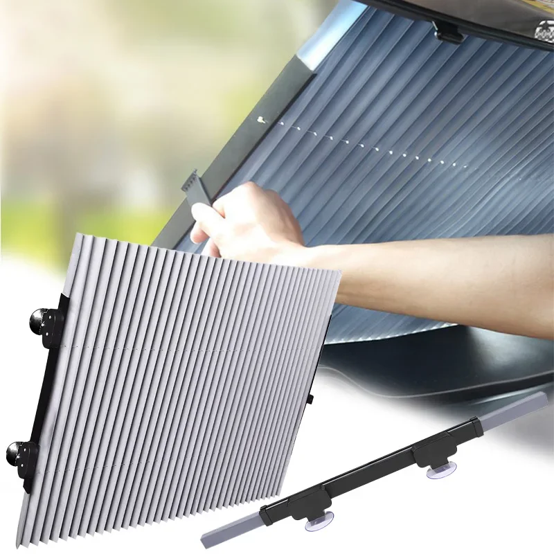 Universal Retractable Car Sunshade Front Rear Windshield Shade Cover Summer Windshield Curtain Sun Protection