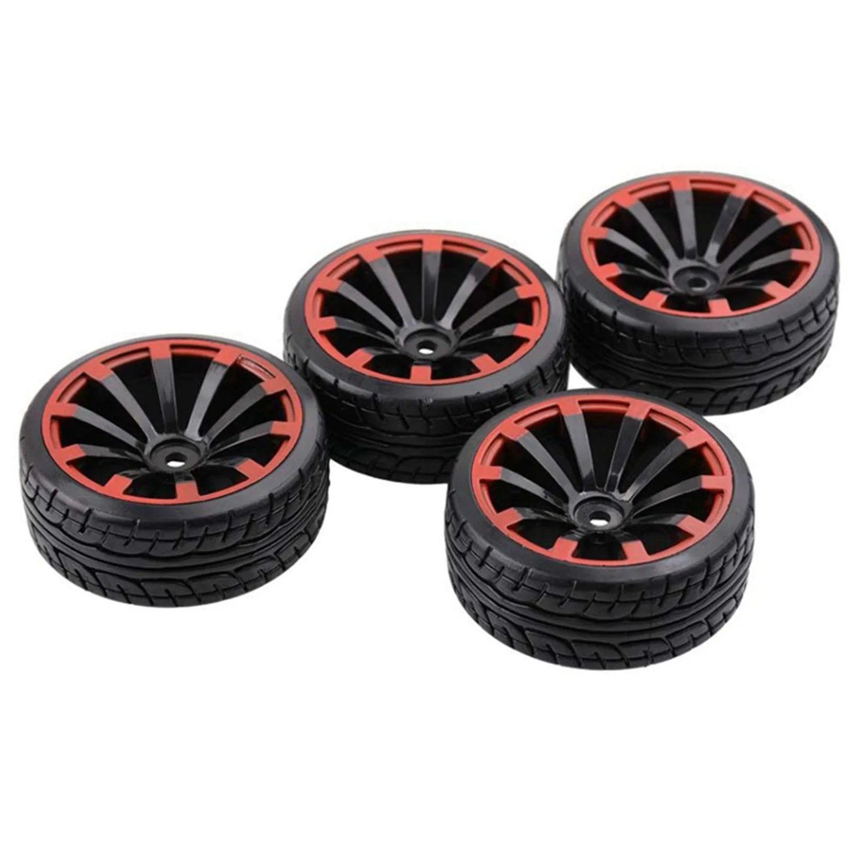 4Pack 1/10 Drift Car Tires 12mm Hex Wheel Rims & Rubber Tires for HSP Redcat HPI Tamiya RC On-Road Touring Drift Car B