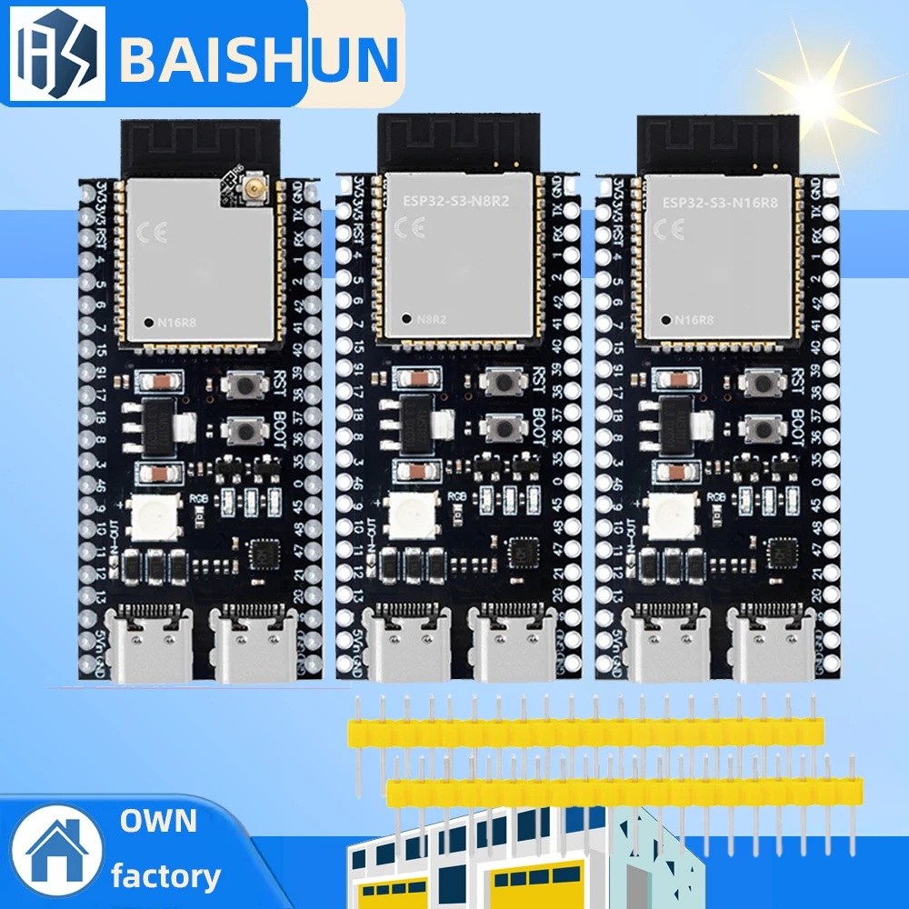 ESP32-S3-Dev-KitC-1 ESP32-S3 WiFi Bluetooth-compatible BLE 5.0 Mesh Development Board ESP32 Wireless Module for