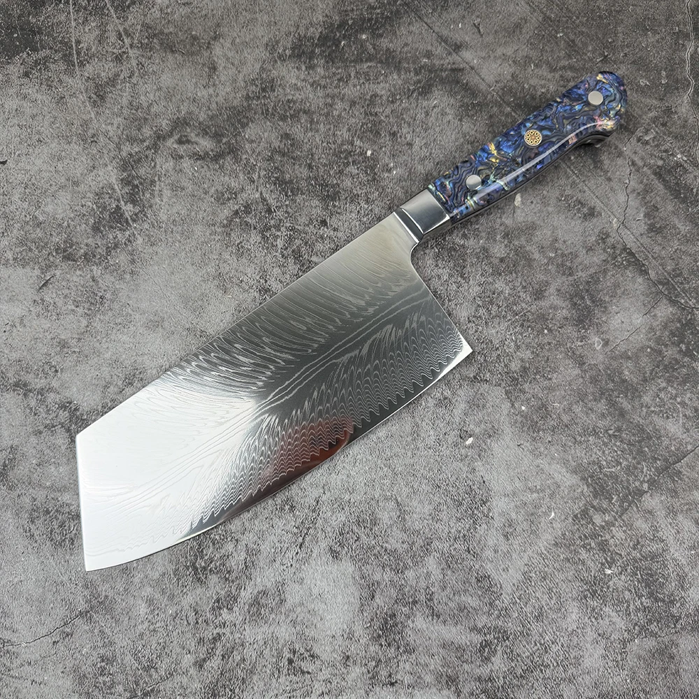 8 Inch Slicing Knife Abalone Shell Handle 67-Layers Damascus Steel Blade Chef Cleaver Meat Cutting Vegetables Kitchen Knives