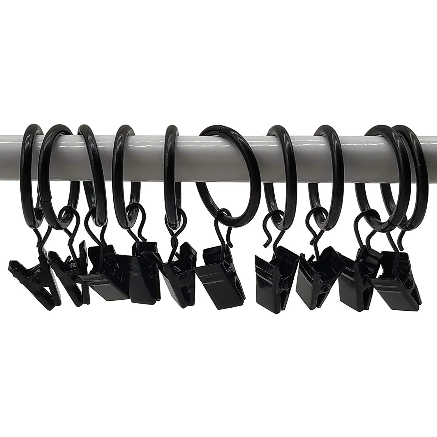 AT05-42 Packs Of Curtain Ring, With Clips, Decorative Curtains, Rust, Retro, 1 Inch, Inner Diameter, Black