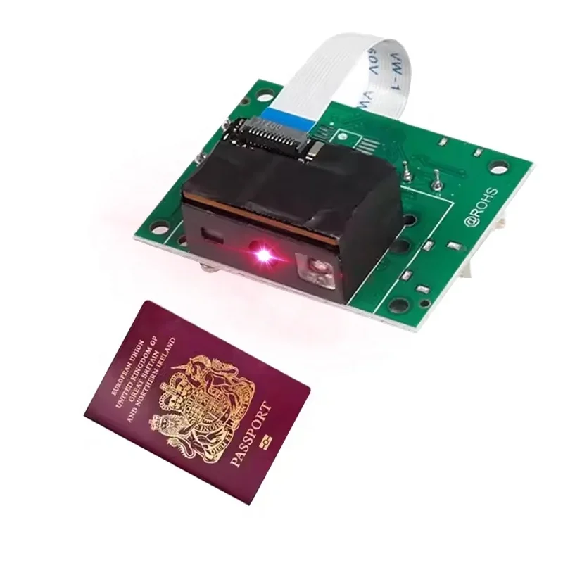 EDOO E8-MRZ usb Rs232 Embedded Fixed Mount Passport MRZ Reader Qr Code Barcode Scanner Module Usb Engine for Self-service Kiosks