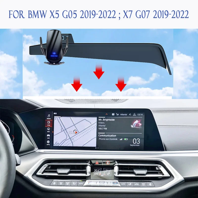 

Car Phone Holder For BMW X5 G05 X7 G07 2019 2020 2021 2022 Screen Fixed Base Navigation Bracket Wireless Charging Accessories