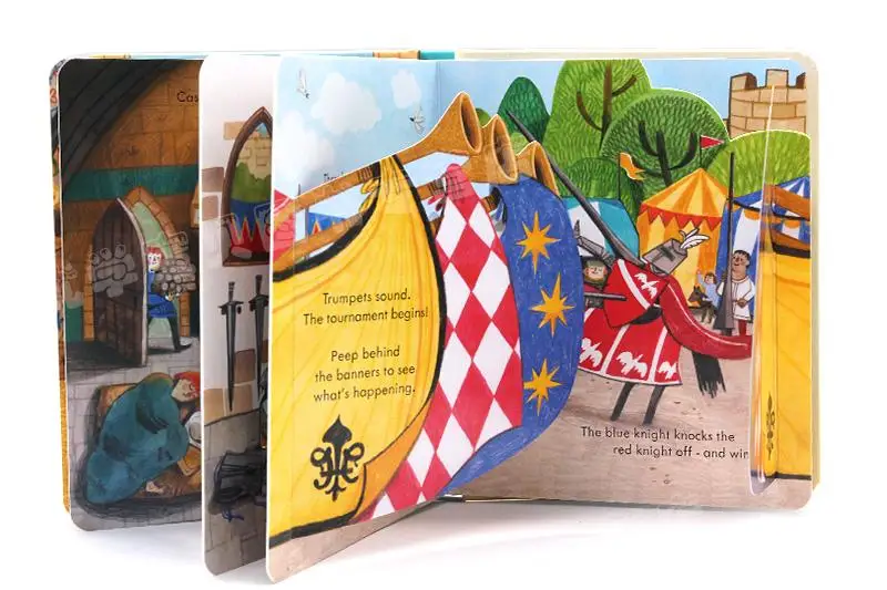 Usborne Peep Inside The Castle Montessori pädagogische englische Bücher für Kinder Baby 3D Flap Bedtime Reading Bilderbuch