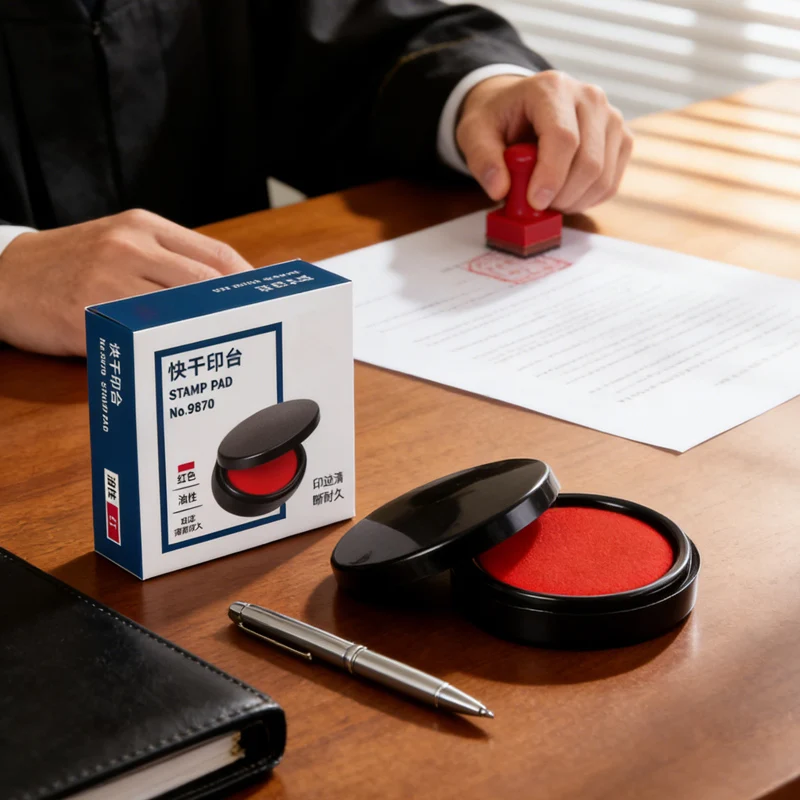 

Quick Drying Oily Red Printing Pad Office Finance Stamp Ink Portable Circular Seal Ink Box for Finance Business Printing Ink