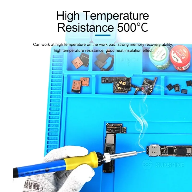 S-160 ESD Silicone Soldering Mat Magnetic Heat Insulation Working Platform Pad PC Phone Maintenance Parts Convenient Placement