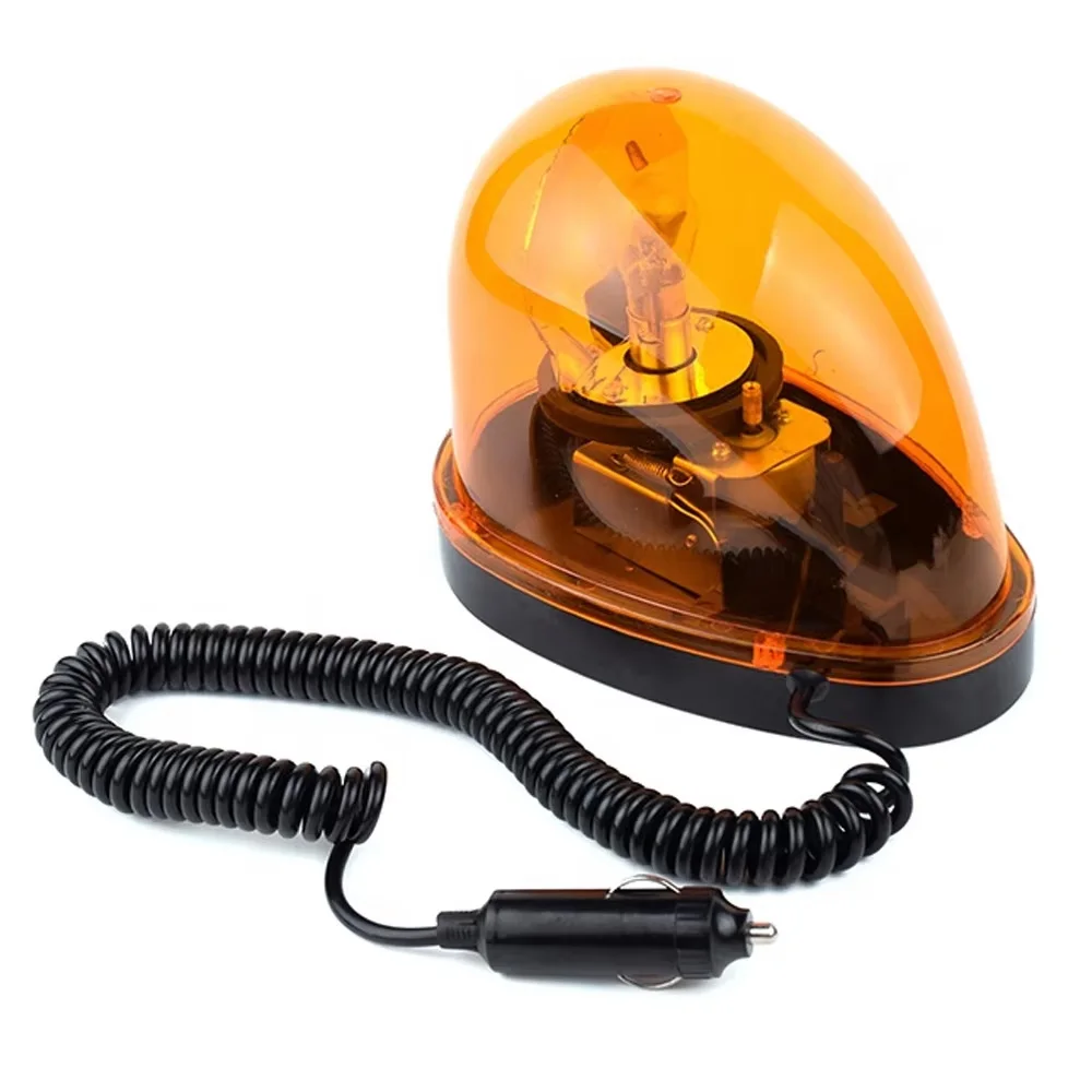 12V Magnetic Rotating Beacon - Amber Teardrop Warning Light for Emergency Vehicles & Construction Safety