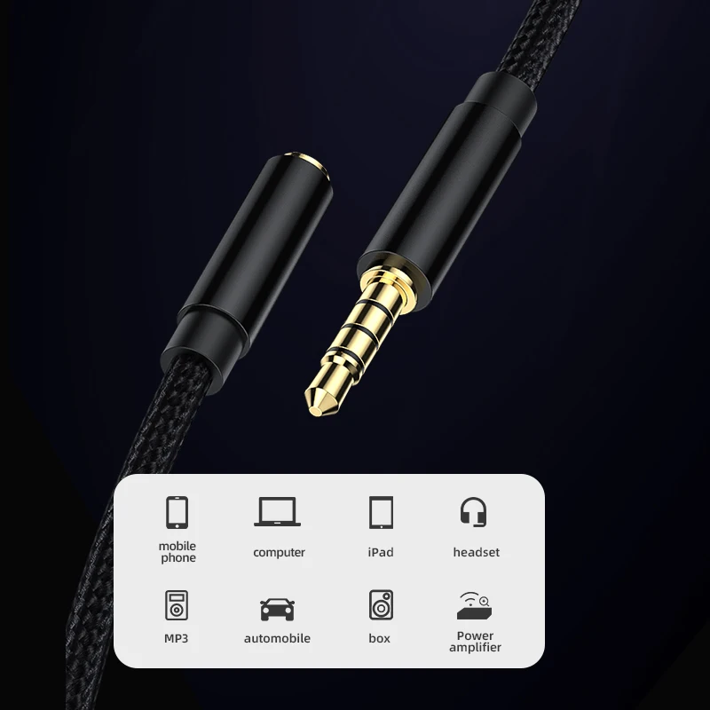 Cable de extensión de Audio de 3,5mm macho a hembra, conector auxiliar de 3,5mm para auriculares, extensor de altavoz para iPhone, Samsung, Xiaomi y PC
