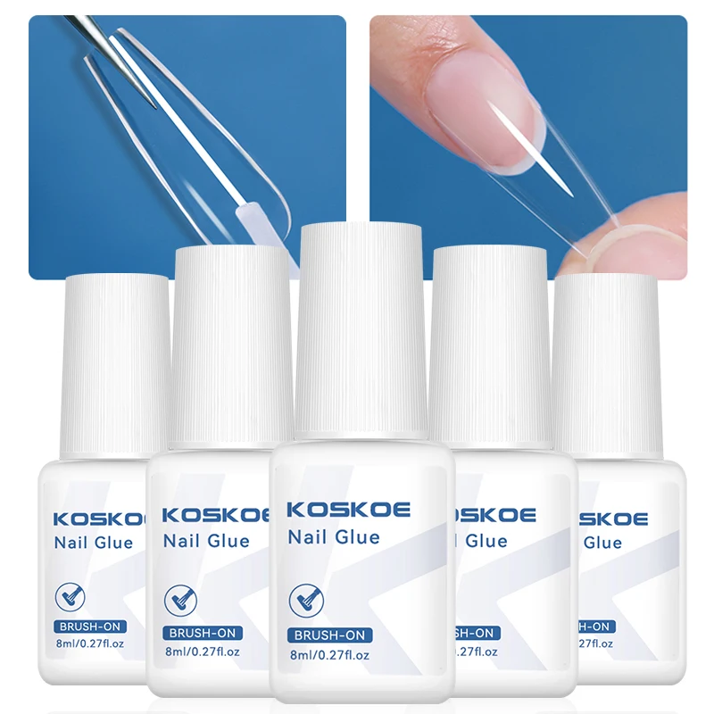 KOSKOE 2/4/5/10 Pcs 8ml Super Strong Nail Glue For False Nail Tips Rhinestones Glue Press On Nails Soak Off Adhesion Gel Glue