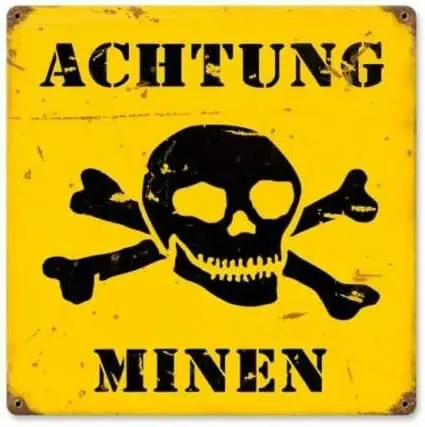 Achtung Minen German WWII Warning Land Mines Man Cave Metal Sign