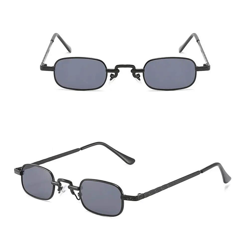 레트로 메탈 프레임 캔디 컬러 펑크 선글라스 UV400 보호 소형 직사각형 선글라스 쉐이드