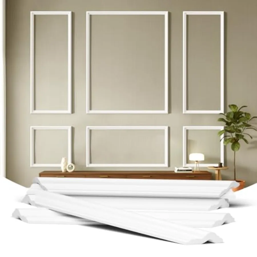 

TONGMO 6-Frame Premade Accent Wall Molding Kit, Ready-to-Assemble Wainscoting Panels, Pre-Cut Chair Rail Moulding Trim for Home