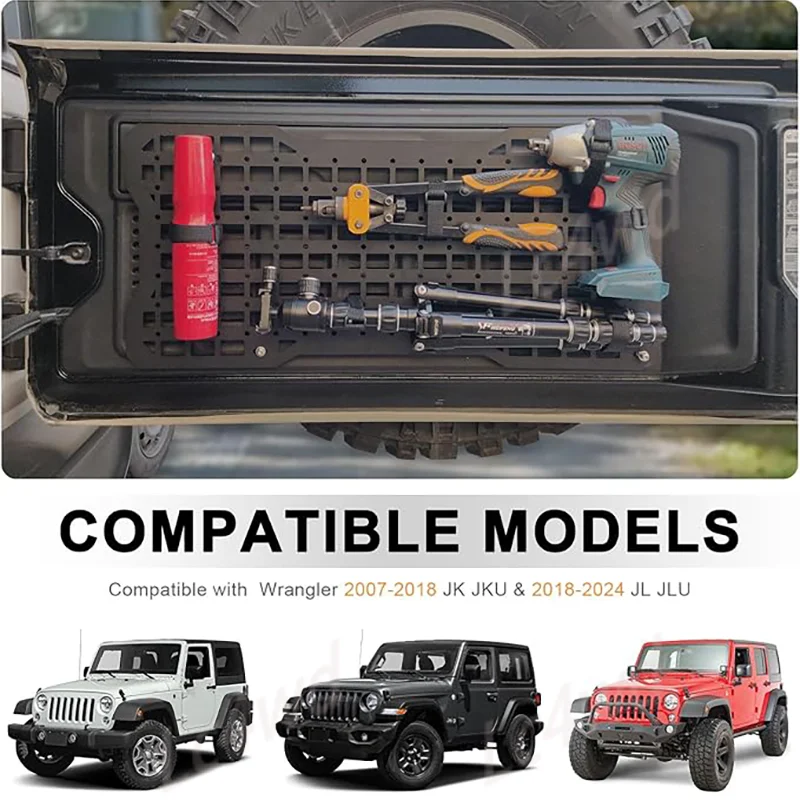 LC4WD 4x4 Interior Accessories Tailgate Molle Tactical Panel Rear Expansion Storage Cargo Rack For Jeep Wrangler JK JL 2007-2025