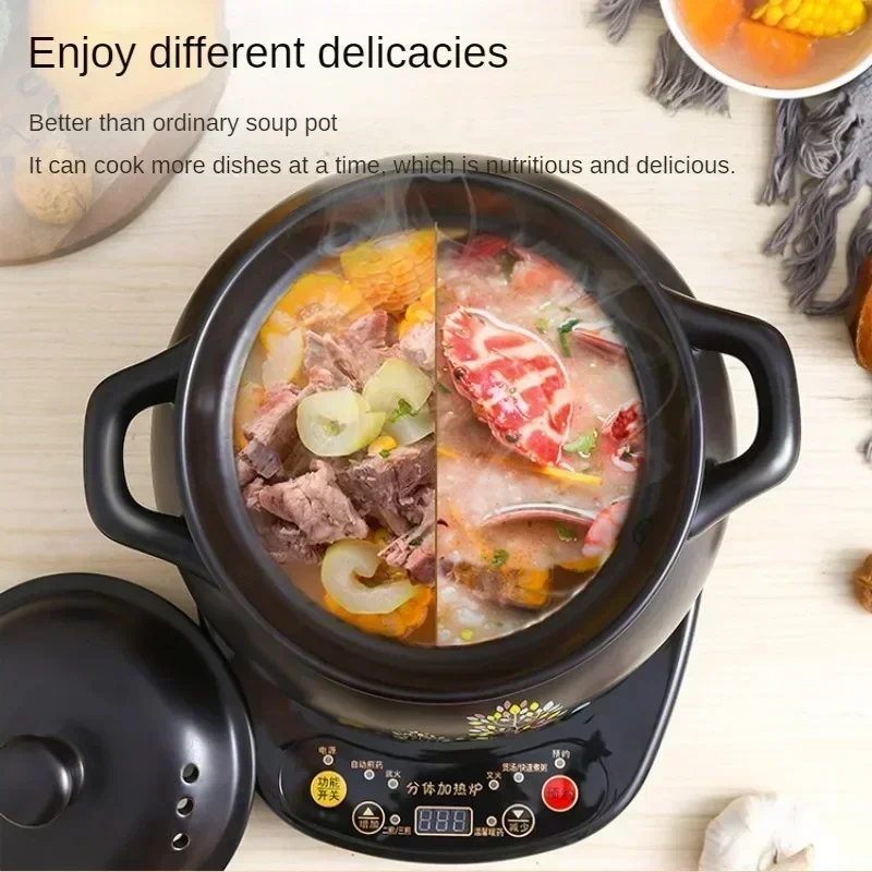 طباخ كهربائي بطيء جديد. أوتوماتيكية. قدر خزفي وعاء الحساء. المكونات الرئيسية. وعاء الفخار الخزفي الذكي.