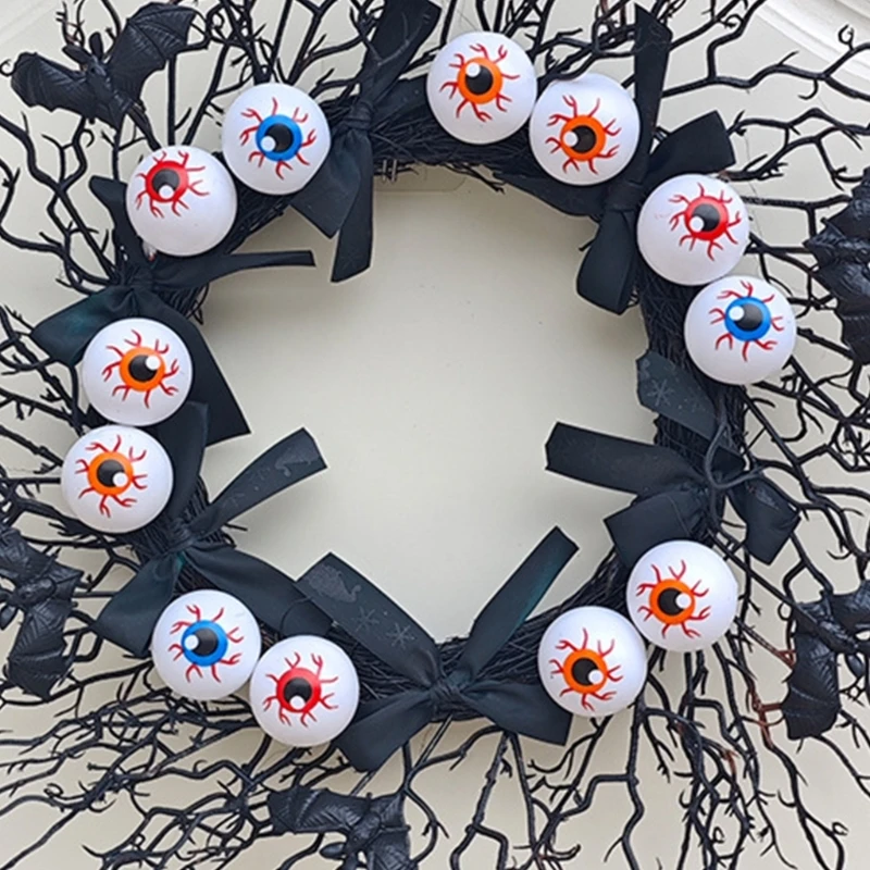 Mesmerizing Halloween Wreath with Bowknot Artificial Eyeball Halloween Wreath Decorations Innovative Hangings dropshipping