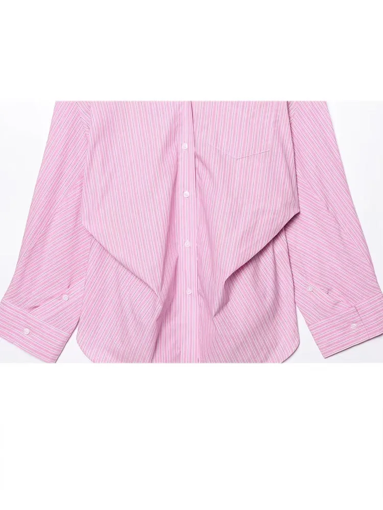 HH Women's Striped Pants Suit Bat Sleeve Loose Poplin Shirt+Elastic Waist Side Pocket Boxer Panties Pajama Style Casual Pant - view 6