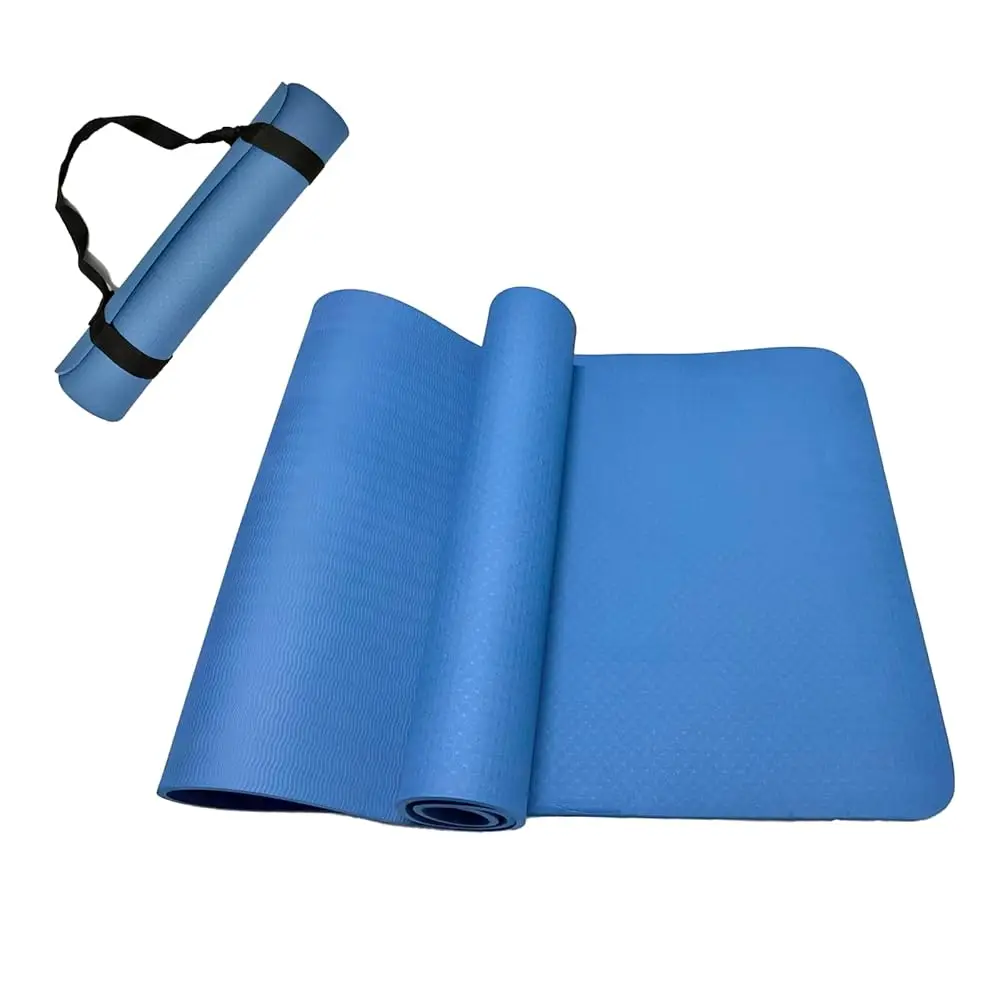 

Толстый коврик для йоги из TPE толщиной 1/3 дюйма (8 мм), нескользящий, экологичный, с ремнем для переноски, удобный фитнес-коврик для йоги.