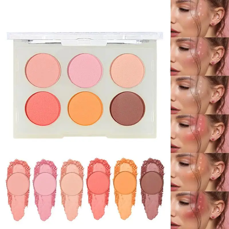 6 colori Blushes Makeup Palette Face Dating Blusheser Powder Red Rouge Long-lasting Natural Cream Tint Orange Peach Pink Blushes