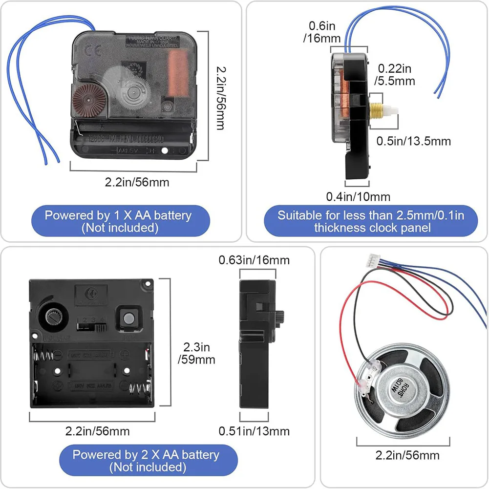 Music Box Clock Repair Kit with Movement Hands and For horn Timing Compatible with 13 and 17 Millimeter Shafts