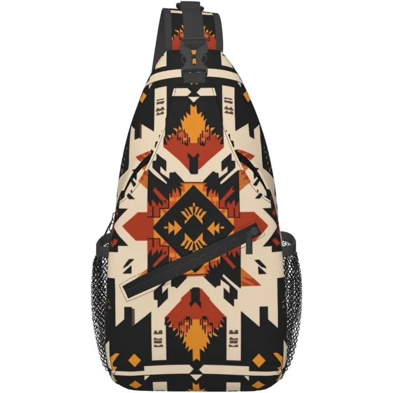 Southwestern Tribal Geometric Design Chest Bag Stylish And Sturdy Crossbody Bag Ideal for Casual Travel Outdoor Activities