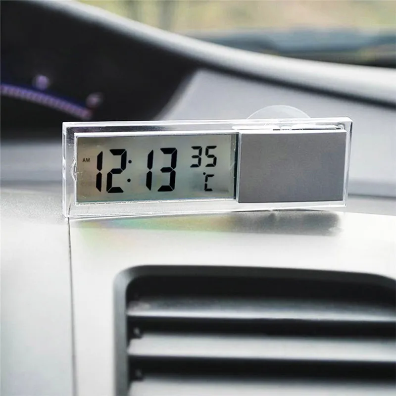 Mini Digital Car Electronic Clock High Quality Durable Transparent LCD Display Watch With Sucker Universal Decor