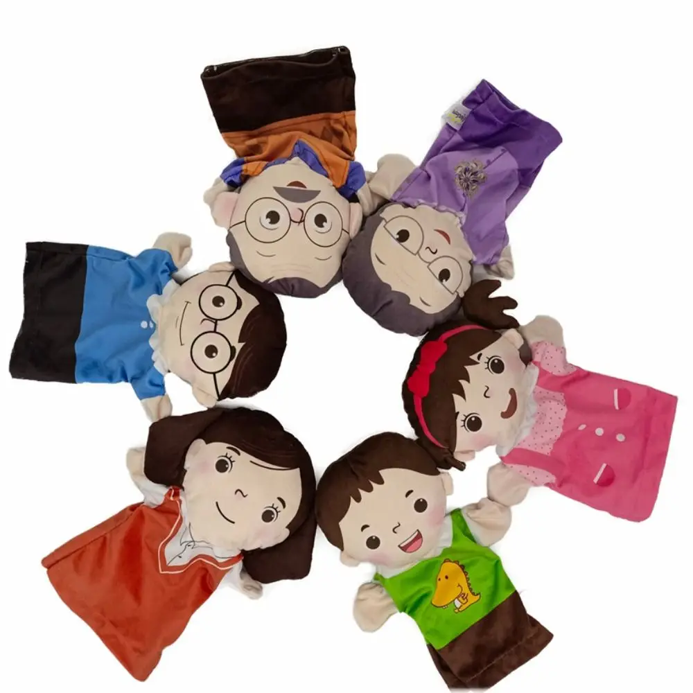 Niedliche Eltern-Kind-Kinderhandpuppe, Großeltern, Plüsch, Kinder, Plüschhandschuhe, Tochter, Sohn, Familienmitglied, Puppe, Kind