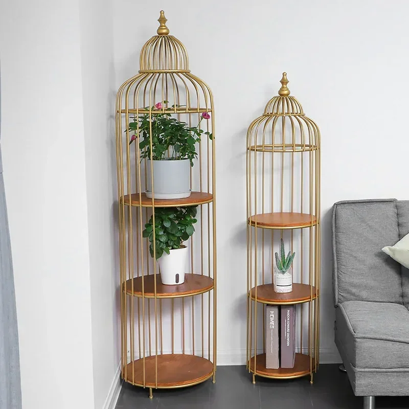 Modern Iron Art Plant Stand with Multi-layer Shelves, Decorative Bird Cage Modeling Racks for Plants, Versatile Storage Shelf