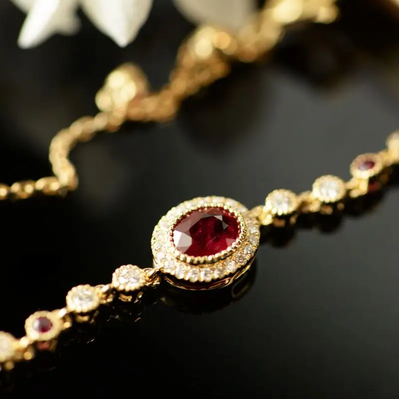 Classic Ruby vintage charm bracelet for women showy classics bangles dazzling Engagement banquet silver jewelry gift