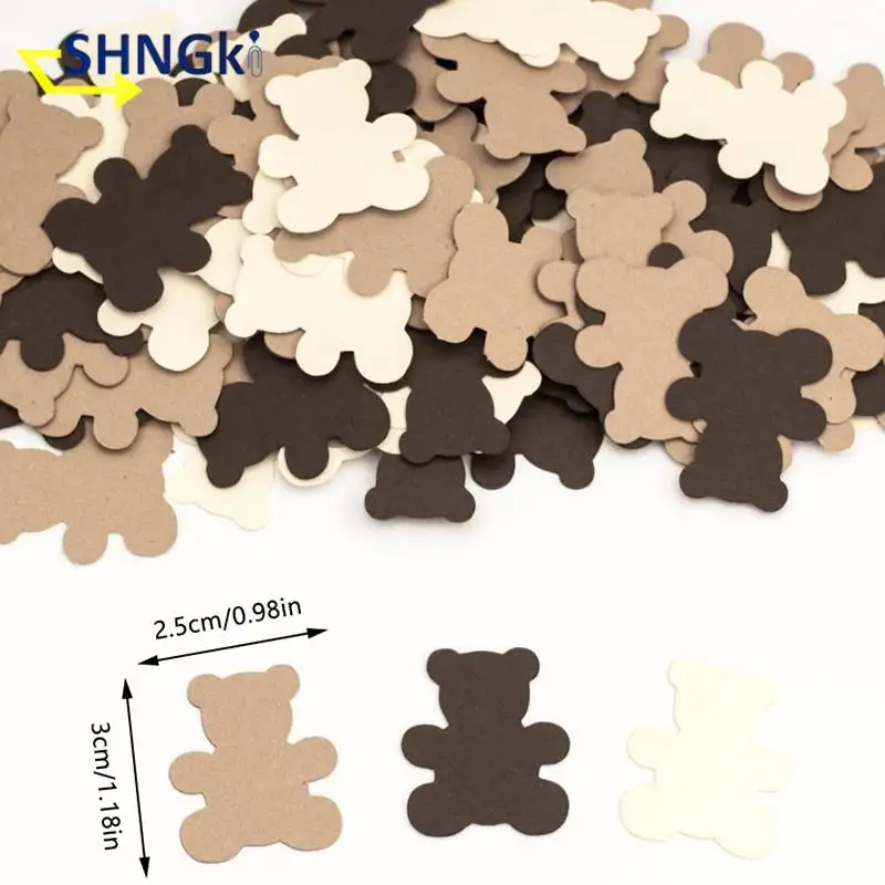 100Pcs Cream Brown Bear Baby Shower Favor Table Scatter Confetti Birthday Party Decorations Festivals Theme Teddy Bear Confetti