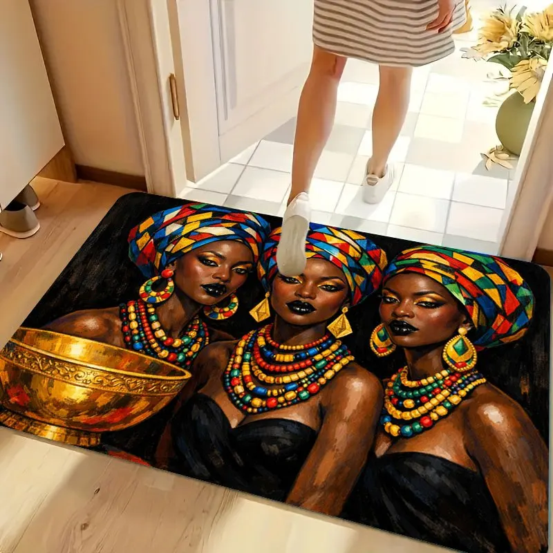 Chic Bohemian African Tribal Women Portrait Doormat Ethnic Art Boho Chic Entrance Way Mat Unique Home Decor Rug Gift Idea Suppli