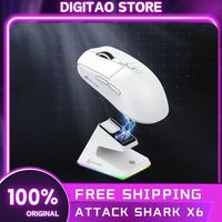 Attack Shark X6 Wireless Gamer Mouse 3-Mode Bluetooth Mouse Paw3395 Lightweight With Charging Dock Rgb Sensor Esports Gamer Mice