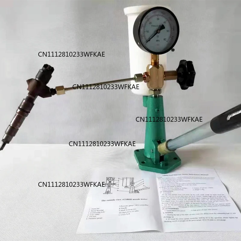 S80h Diesel Injector Nozzle Calibrator Fuel Nozzle Tester, Manual Diesel Booster Pump Work with Common Rail Tester Big Oil Tank
