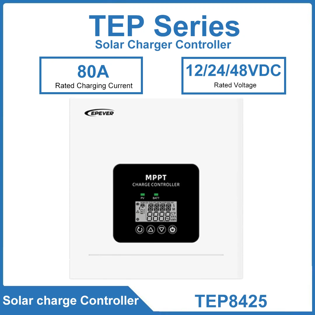 EPEVER 80A MPPT Solar Charge Controller TEP8415 TEP8425 12V 24V 48V Auto High Efficiency DC Regulator For Off Grid