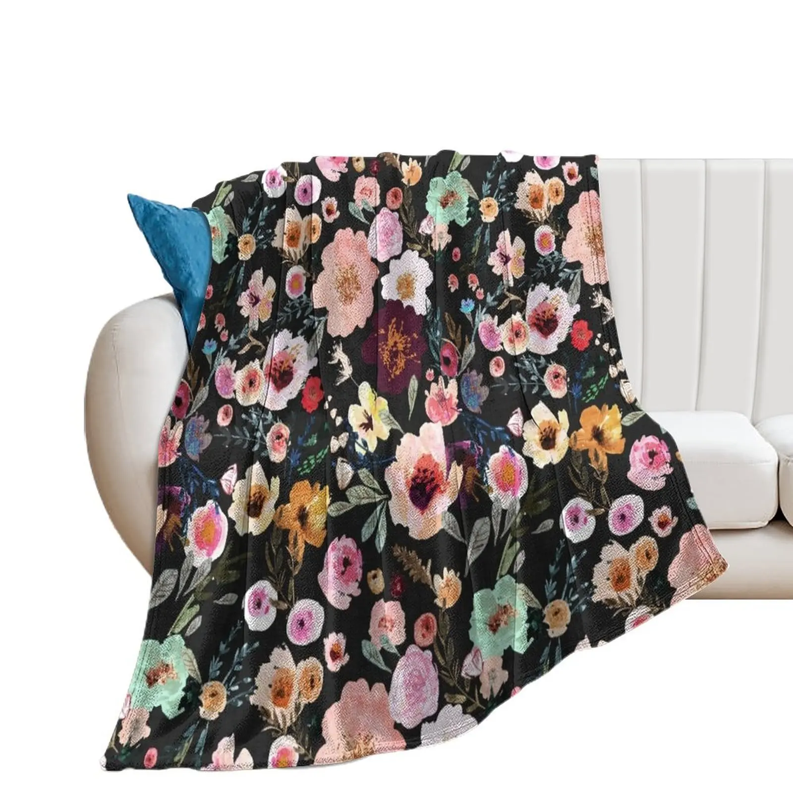 

Burst into Bloom (midnight) Throw Blanket Retros heavy to sleep Quilt Blankets For Sofas Blankets