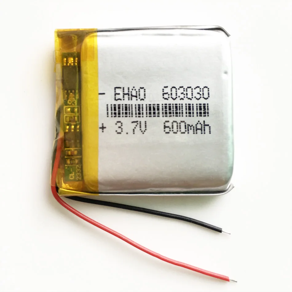 Rechargeable LiPo Battery 603030 3.7V 600mAh Lithium Polymer Cell Replacement for GPS MP3 Smart Watch Camera
