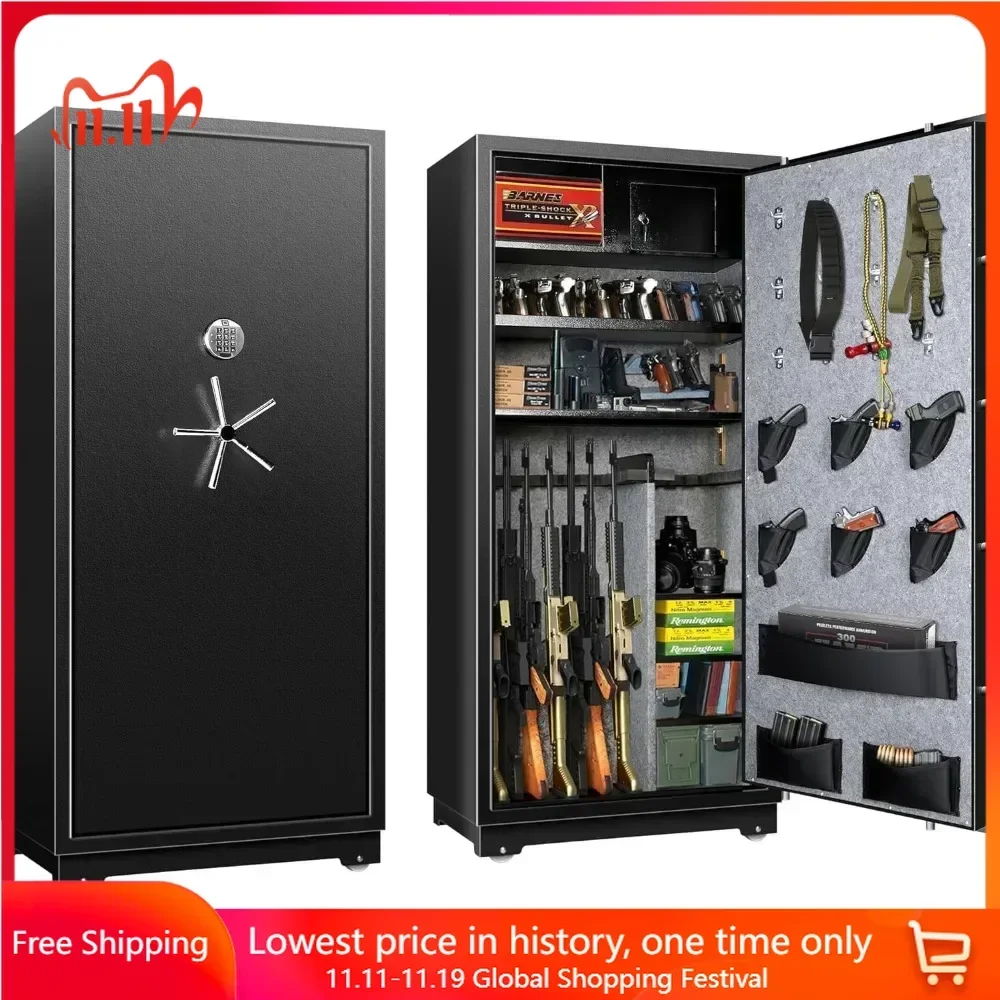 Biometric Rifle Safe,quick Access To Gun Fingerprint Metal Long Gun Safe Suitable for Home Use with Independent Pistol Lock Box