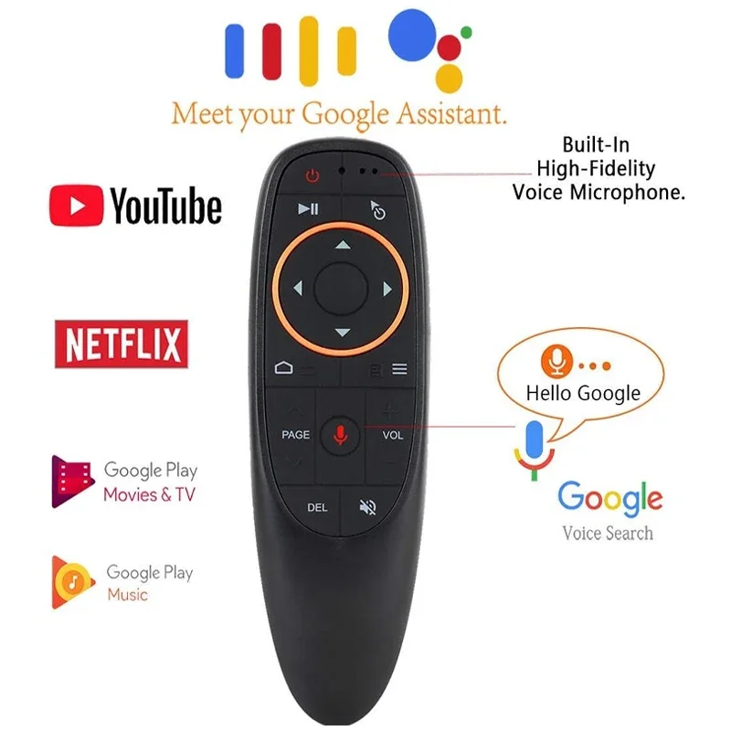 G10S 24G RF Mouse Nirkabel Remote Control Pengendali Perangkat Pintar dengan Perintah Suara 6 Axi Giroskop untuk PC dan Smart Android TV
